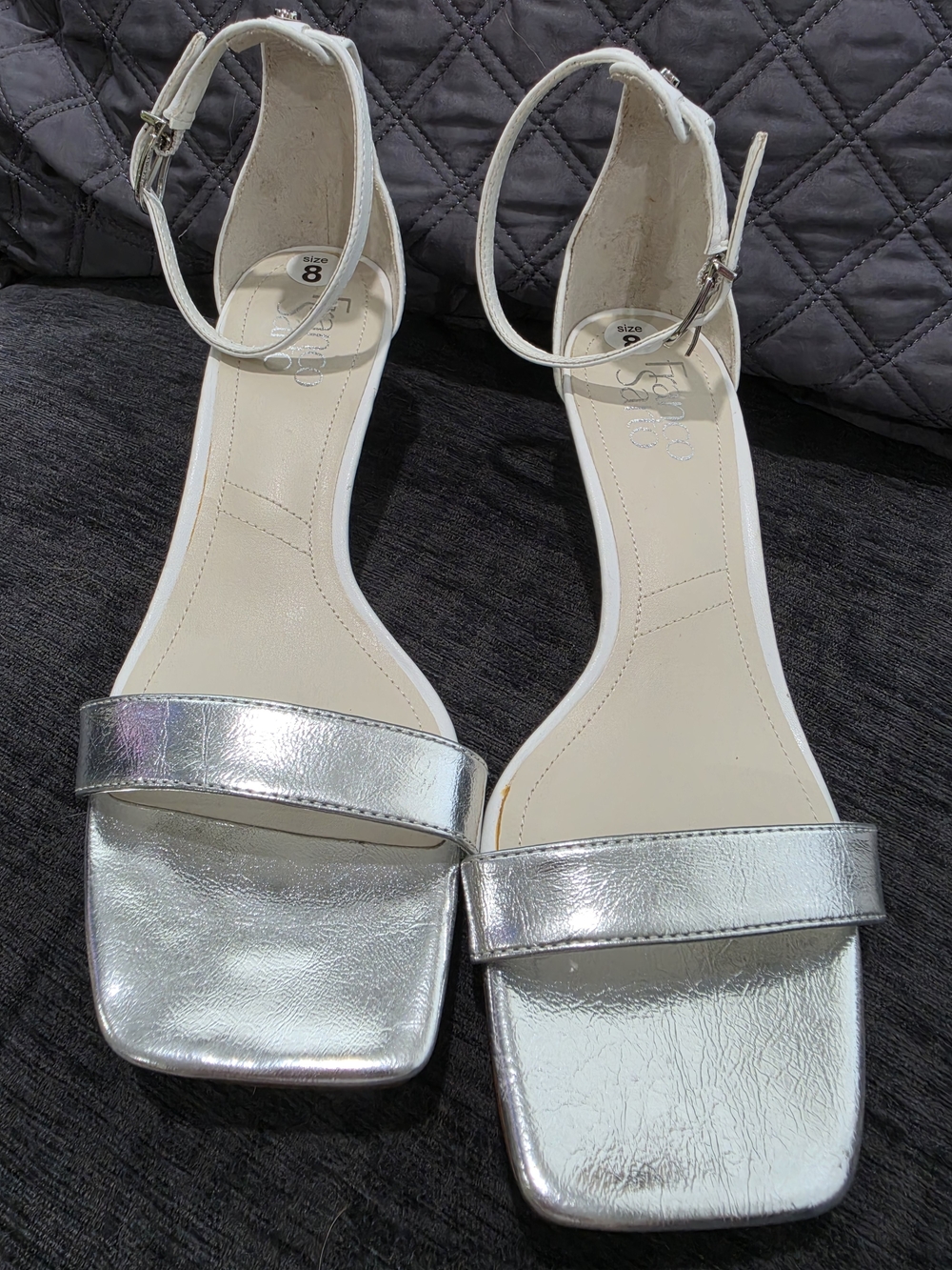 Silver Ankle-Strap Sarto Franco Sandals 8
